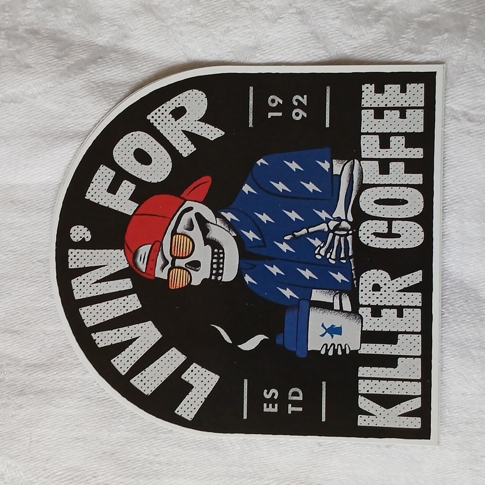 Dutch Bros Coffee Livin' For Killer Coffee Skeleton Sticker Collectible